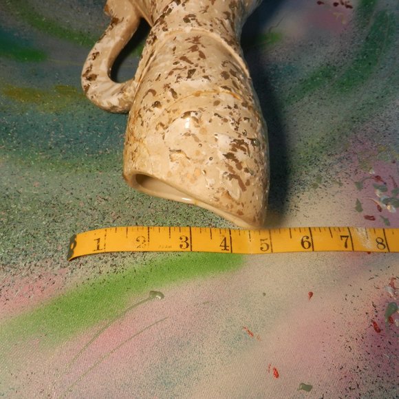 VTG cream gold textured spatter urn vase w handle **read description** - Picture 14 of 14